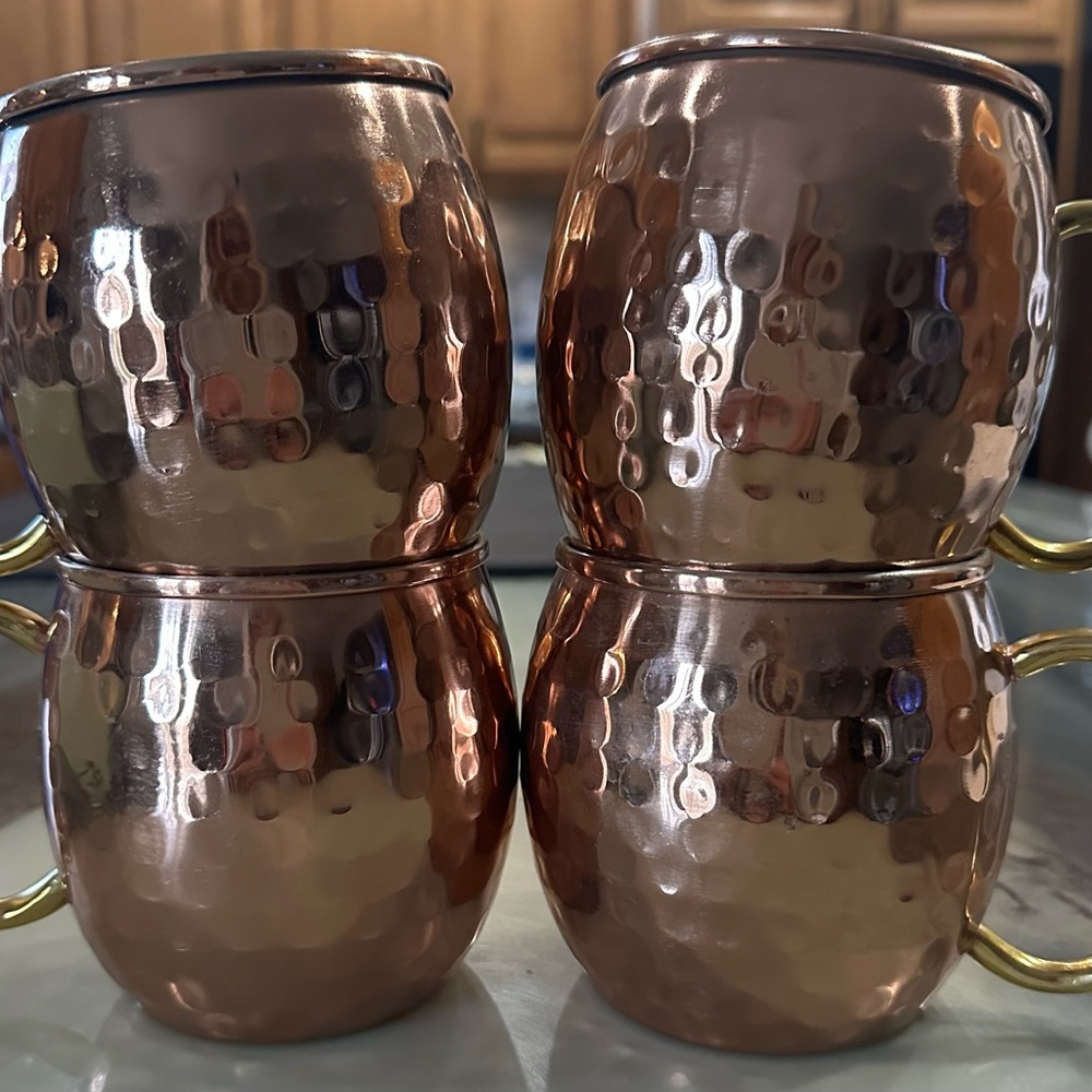 Mainstay Copper Mugs with Gold Handles